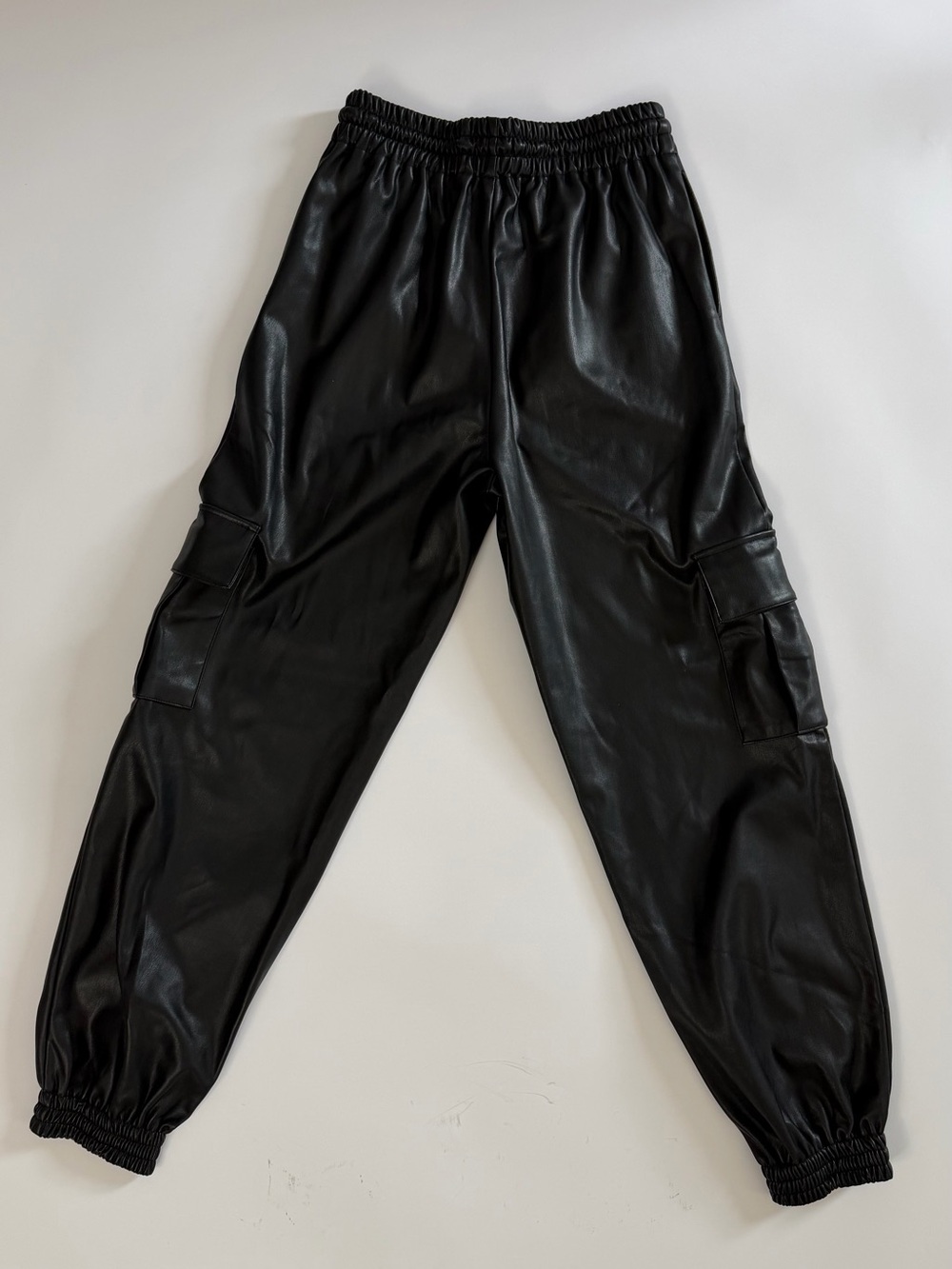 Topshop Black Faux Leather Joggers